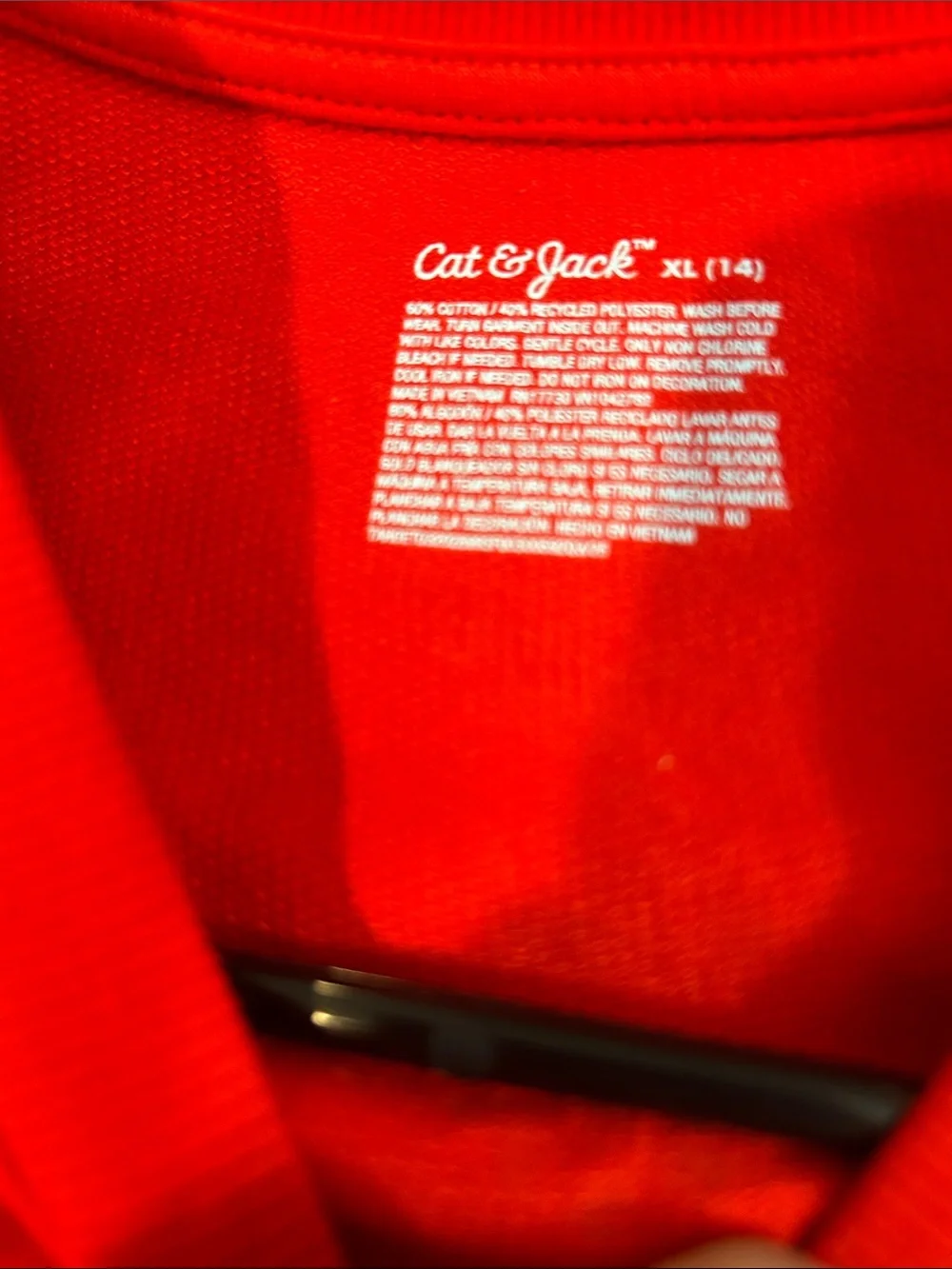 Cat & Jack Red Crewneck Sweatshirt with Cherry Rhinestone Detail